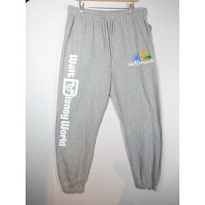 Disney Joggers Mens Large Gray Walt Disney World Park Icons Fleece Sweatpants